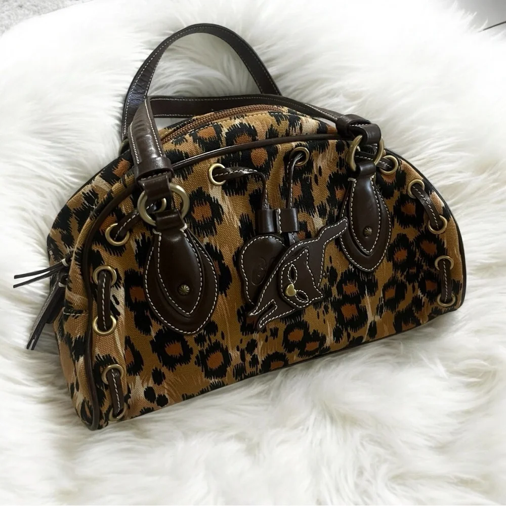 Moschino Vintage Y2K Leopard Print Cheetah Purse Satchel Bag Rare